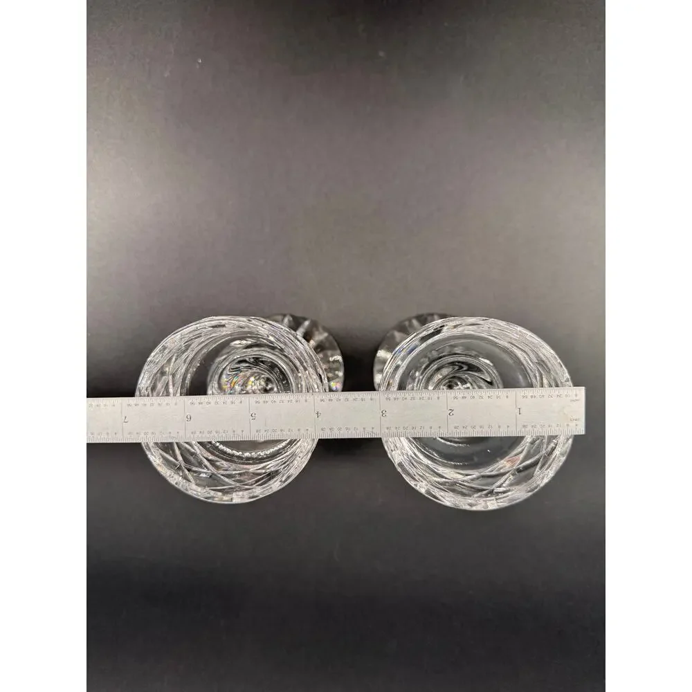 Vintage Block Crystal Candlestick Holders Set of 2 6